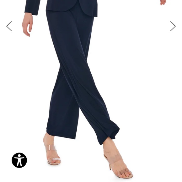 Norma Kamali High-Waist Straight Leg Pant in Midnight Blue - Picture 5 of 12
